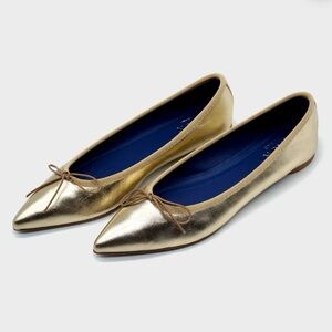 🆕 NUR ITALY Isabella Flats Metallic Napa Leather
